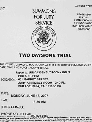 Picture of a jury summons