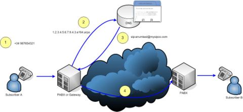 Application scenario for Voice over IP (VOIP) with ENUM.