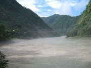 Morning mist over the Ganges at Kaudiayala, Uttarakhand